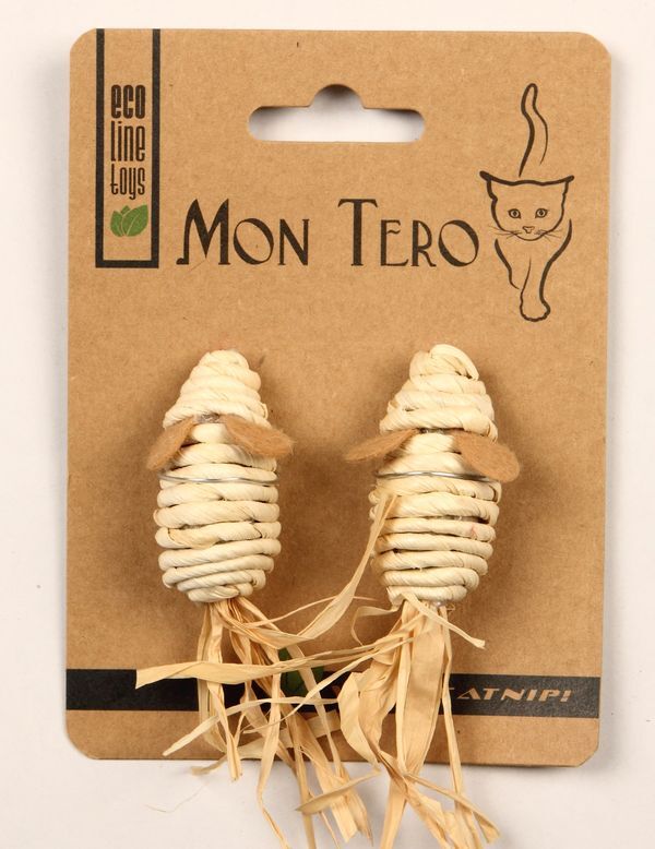 МОН ТЕРО ЭКО 2 шт 5 см игрушка для кошек мышь с кошачьей мятой бежевая 1х12