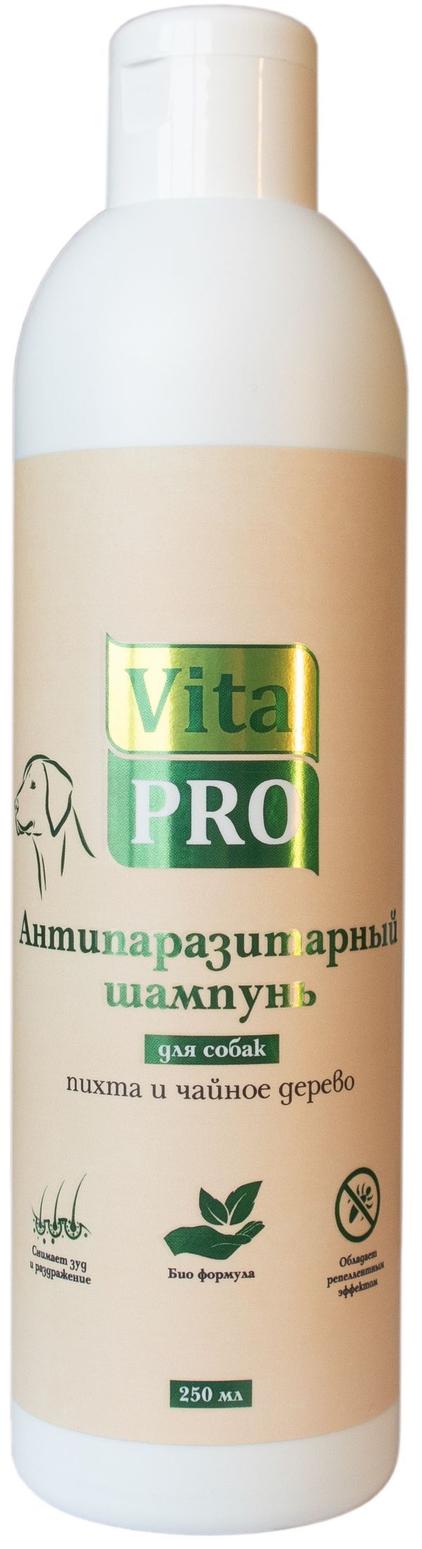 Vita Pro 250 мл биошампунь для собак антипаразитарный с маслом пихты и чайного дерево 1х15