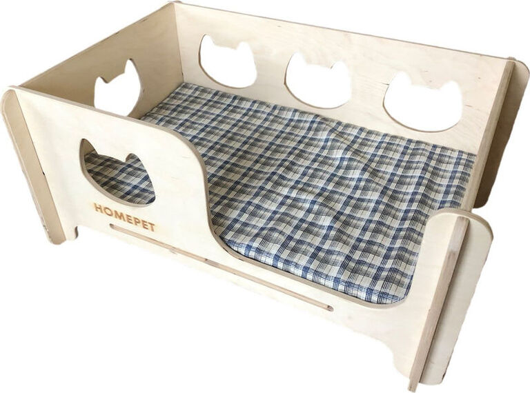 HOMEPET60х40х27 см кроватка универсальная деревянная с матрасом малая