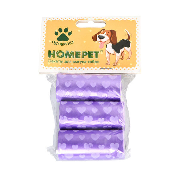 HOMEPET 3 х 20 шт пакеты для выгула собак с рисунком