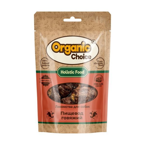 Organic Сhoice 32 г лакомство для собак пищевод говяжий 1х30