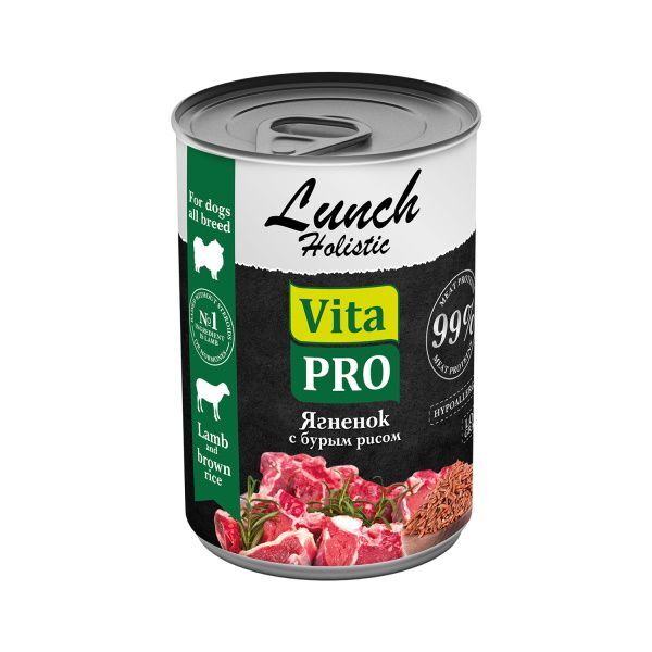 VITA PRO LUNCH 400 г консервы для собак ягненок с бурым рисом 1х9