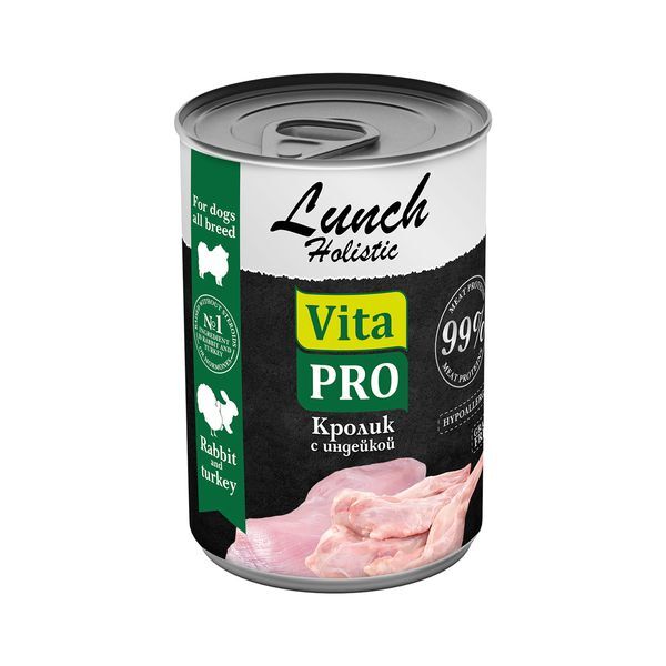 VITA PRO LUNCH 400 г консервы для собак кролик с индейкой 1х9