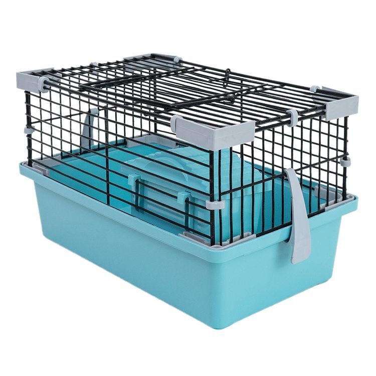 HOMEPET 28 см х 17 см х 16,4 см шаг прута 9,5 мм клетка-мини для мелких грызунов с наполнением домик, миска бирюзовая